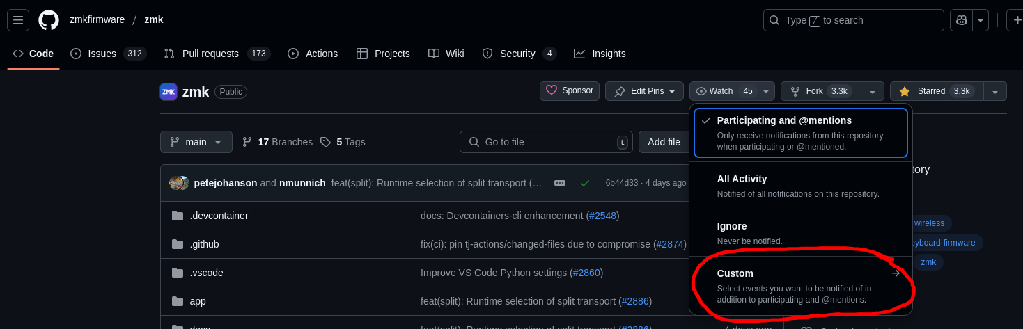Image of where to find the custom notifications